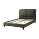 thumbnail image 2 of California King Size Bed 1pc Bed Set Brown Faux Leather Upholstered Two-Panel Bed Frame Headboard Bedroom Furniture My Lux Decor Round, 2 of 6