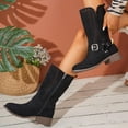 thumbnail image 5 of Viluyesy Mid Calf Boots for Womens, Hollow Out Chunky Heels Zip-Up Fashion Fall Winter Boots Black, 5 of 9
