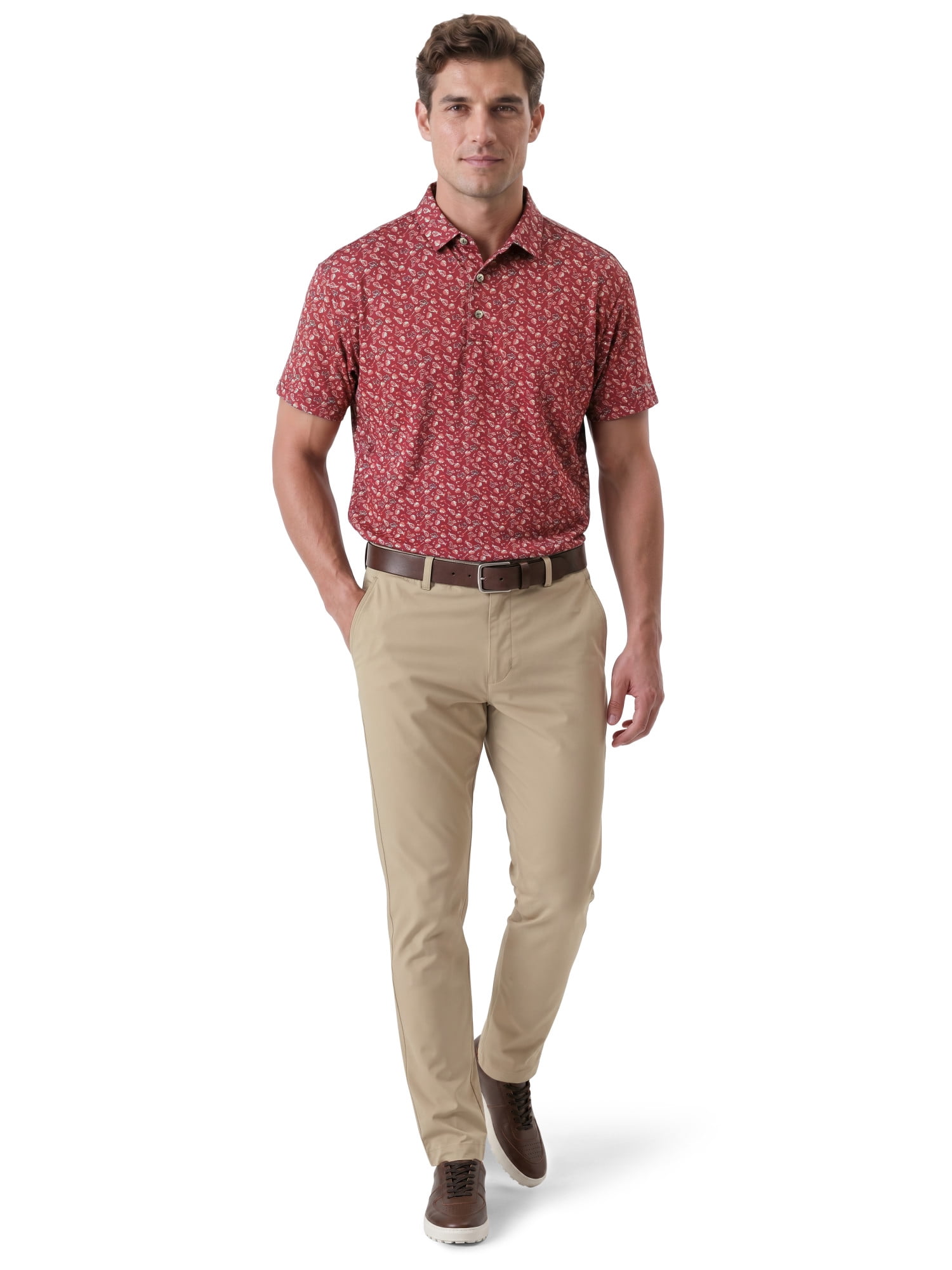 Ben Hogan Performance Men’s & Big Men's All-Over Tossed Print Short Sleeve Golf Polo Shirt, Sizes S-4XLT