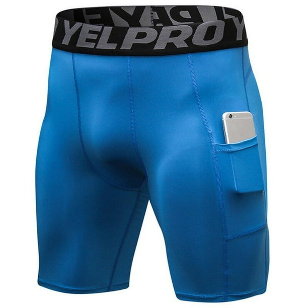 Mallas de compresión de secado rápido para hombre, pantalones cortos elásticos con bolsillo, ropa deportiva para gimnasio y Fitness