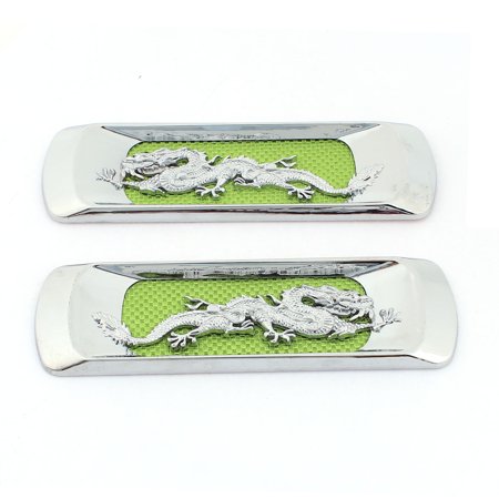 Dark Silver Air - Unique Bargains Dragon Shape Design Car Exterior Side Air Flow Stickers Silver Tone Green 2Pcs
