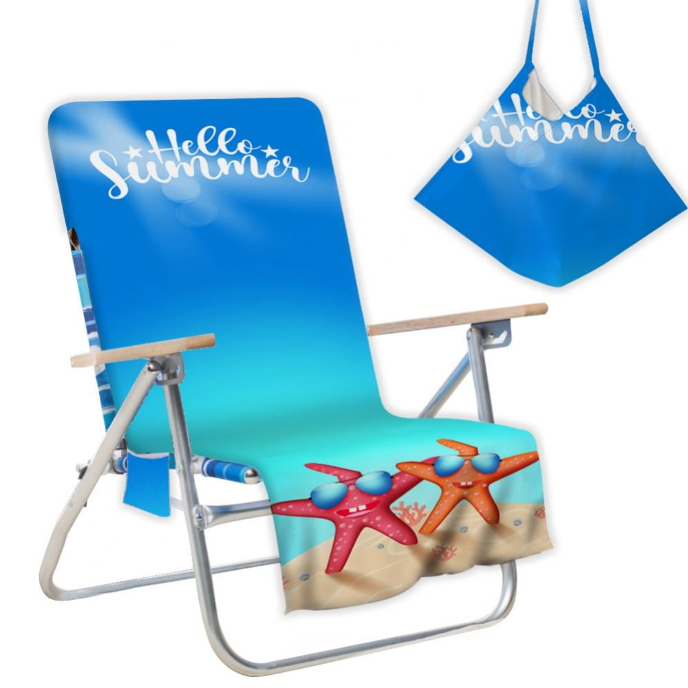 Aosijia Beach Chair Cover with Side Pockets Portable Chair Towel Cover