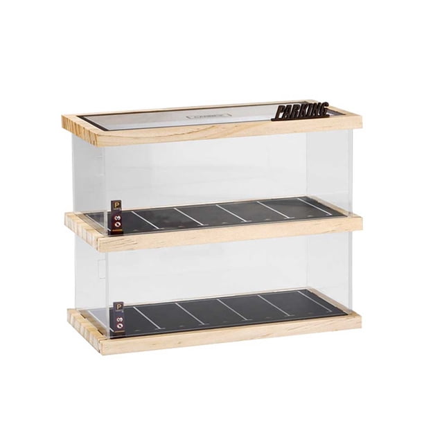 Caja de exhibición Tholdsy 1/64 transparente modelo de coche de juguete 2 capas