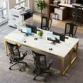 thumbnail image 3 of 78.7-Inch Ultra Long 2 Person Desk, White + Gold Gaming Computer Writing Table For Home Office, Sturdy Engineered Wood & Metal Double Workstation, 3 of 8