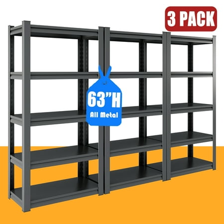 

Leariso 3 PCS 63 H Adjustable Garage Storage Shelves Storage Racks Heavy Duty Shed Shelving