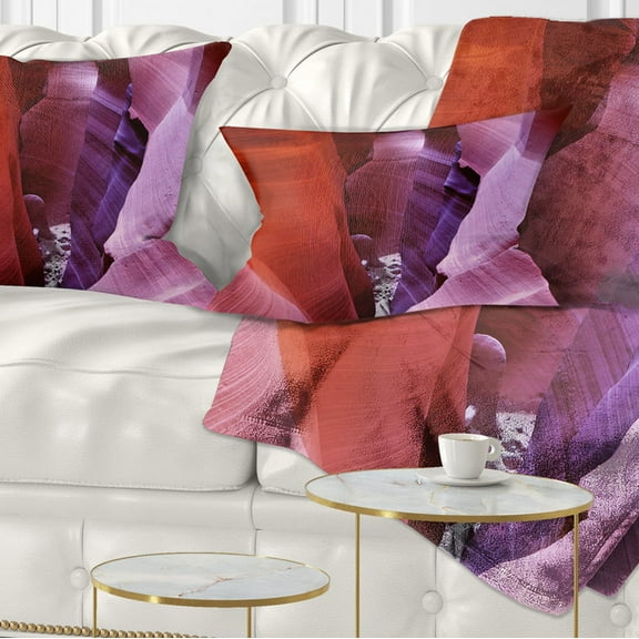 Designart Purple Antelope Canyon View - Landscape Photography Throw Pillow - 12x20