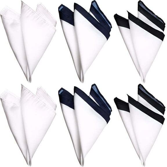 TELOLY 6Pcs Pocket Squares for Men,Party Handkerchief Pocket Squares for Men,Casual Polyester Handkerchiefs,Style1