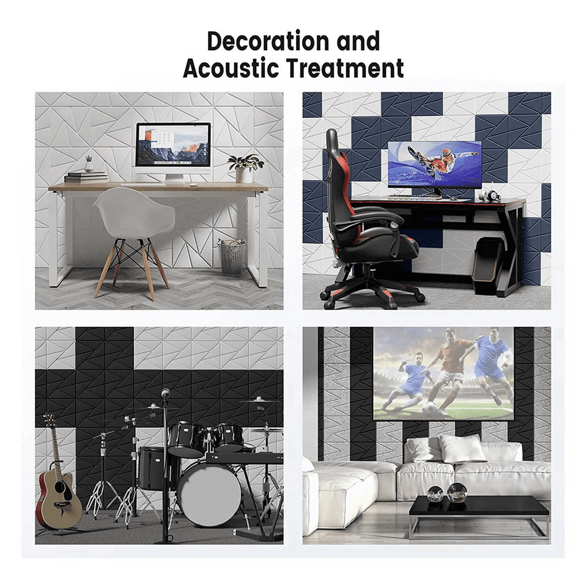24 Pack Acoustic Panels with Self-Adhesive, 12X 12X 0.4Inch Sound Proof Foam Panels,Sound Panels High Density, White