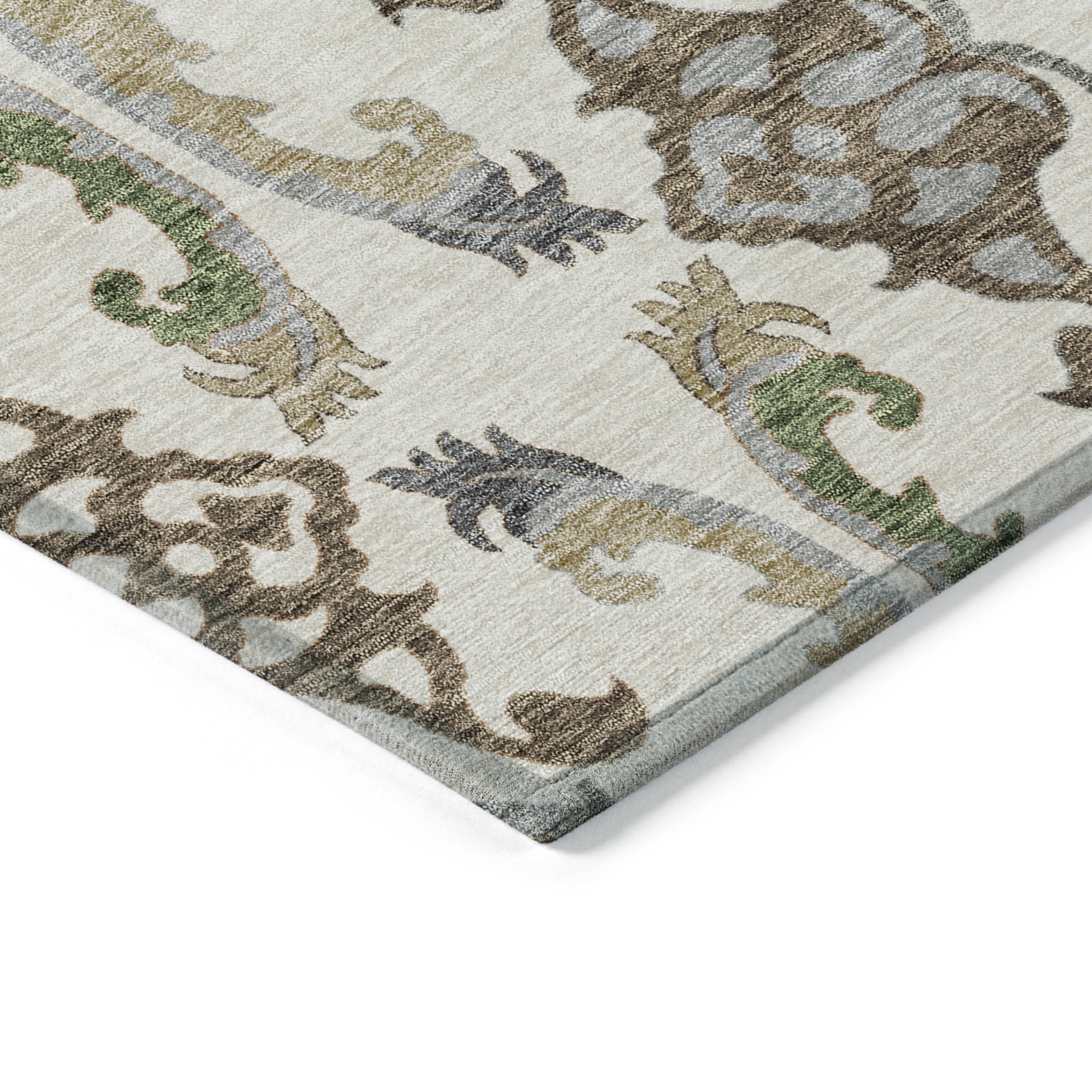 Addison Rugs Chantille Indoor/Outdoor Transitional Global Ivory Washable Round Rug, 8' x 8'