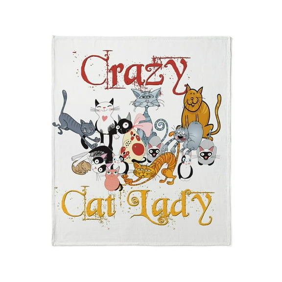 CafePress - Crazy Cat Lady Throw Blanket - Soft Fleece Throw Blanket, 50"x60" for All Ages