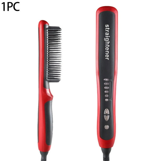 Straightening Hair Straightener Brush Flat Iron Comb Ionic Anti-Scald  Faster Heating Ceramic Technology with LED Display Portable Auto Shut off  for Silky Shine Hair 