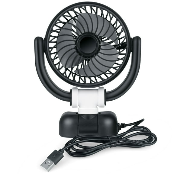 Liwarace 12V Powerful Car Cooling Fan High Speed 360° Rotatable Stick-on 3 Blade USB Plug