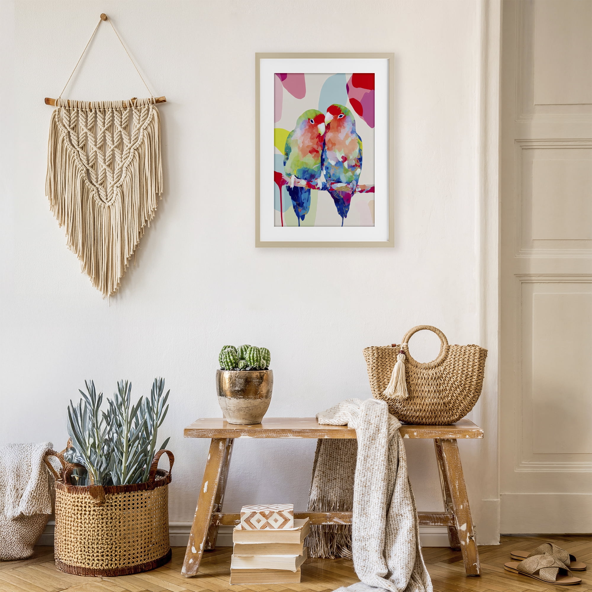 Stupell Industries Lovebirds on a Branch Birch Framed Print Under Glass, design by Chromatic Storm Studio