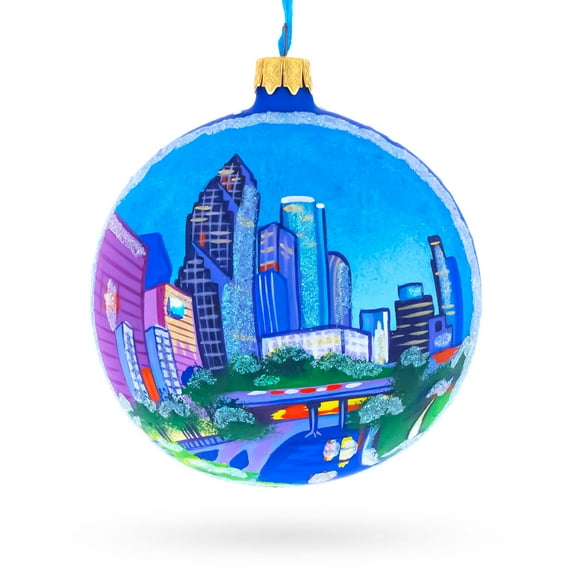 Houston, Texas Glass Ball Christmas Ornament 4 Inches