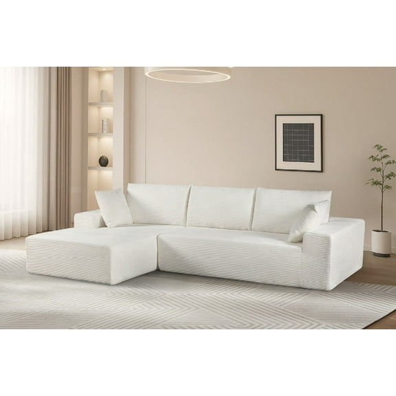 Corduroy upholstery 2 piece L shape high density foam sectional