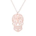 thumbnail image 1 of Zhuge Colgante de collar hecho a mano, collar hueco personalizado con calavera de acero inoxidable (rosa), 1 of 5