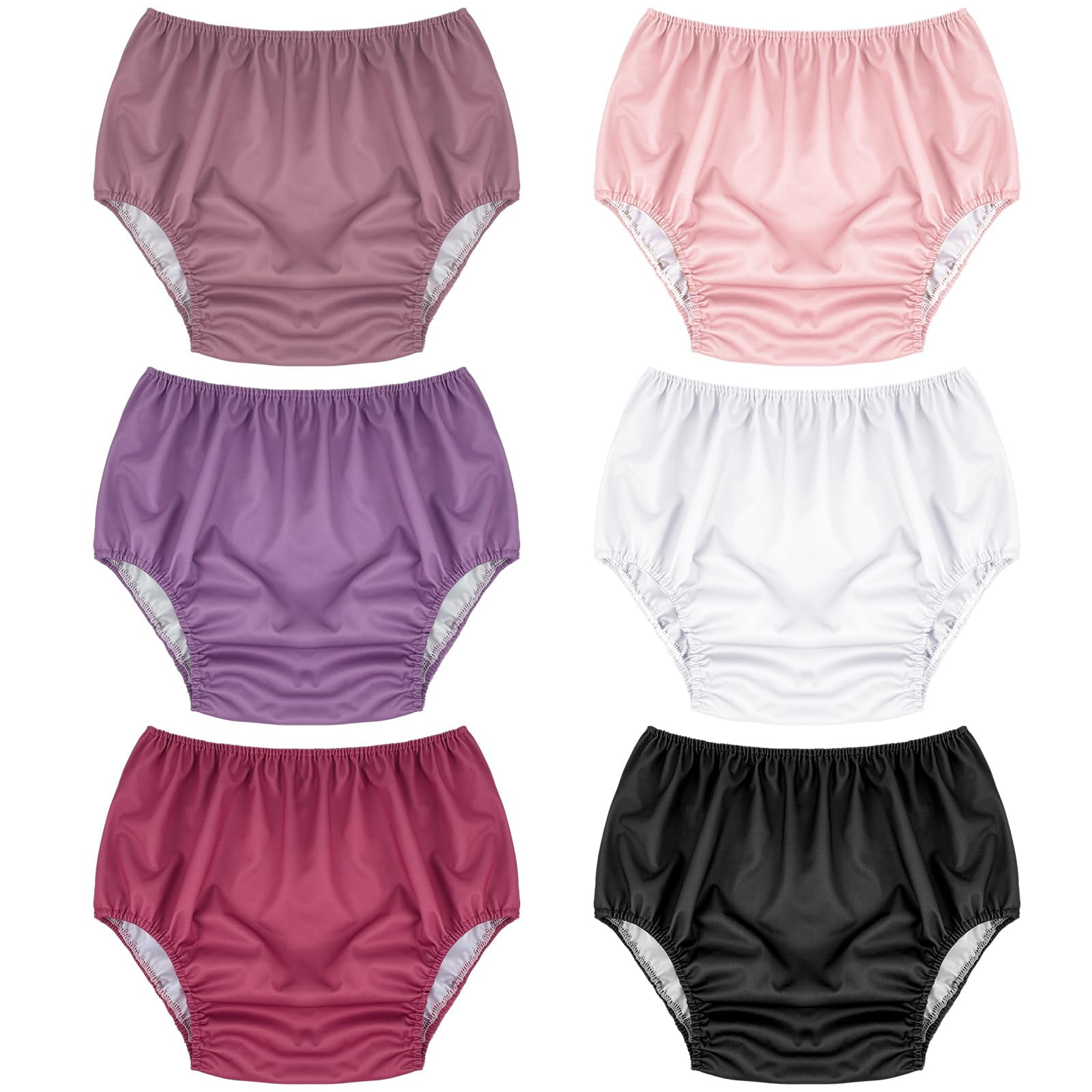 6 Pcs Adult Leakproof Incontinence Underwear for Women Men Pull on Cover Pant Washable Underpants Reusable Plastic Diaper Covers for Disabled, Elderly, Postpartum