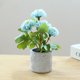 thumbnail image 5 of Bola de flores falsas, crisantemo, bonsái pequeño, decoración de escritorio, planta verde artificial, maceta de cemento en maceta, 5 of 5