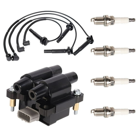 Set of 1 ISA Ignition Coil & 1 Wire Set & 4 Iridium Spark Plug for 2009-2011 Subaru Impreza Forester H4 2.5L Replacement For UF625,NGK 5464