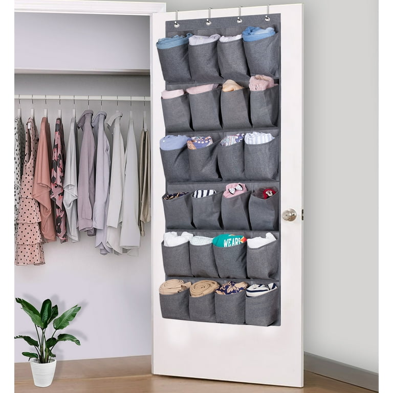 MISSLO 24 Fabric Pockets Shoe Organizer Over the Door Large Hanging Shoe  Rack for Closet Men Shoes Holder, Gray 