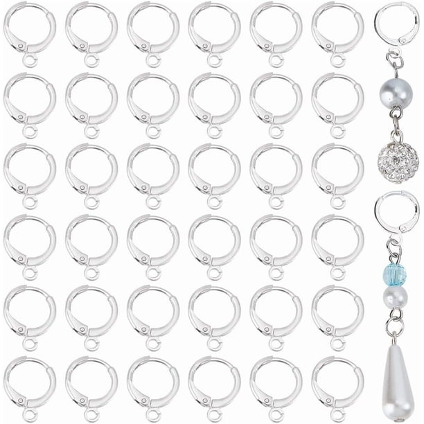 80 aros para pendientes de plata, ganchos para pendientes, kit para hacer pendientes, aros, accesorios para hacer joyas, aros rellenos, ganchos para pendientes, aros, pendientes.