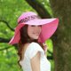 thumbnail image 4 of Qarigey Sombrero de ala ancha de paja de verano para mujer, sombrilla de viaje para playa y pesca, gorra de Panamá, sombrero de vestir para exteriores Sombreros Rosa roja Qarigey PS9658-08, 4 of 6