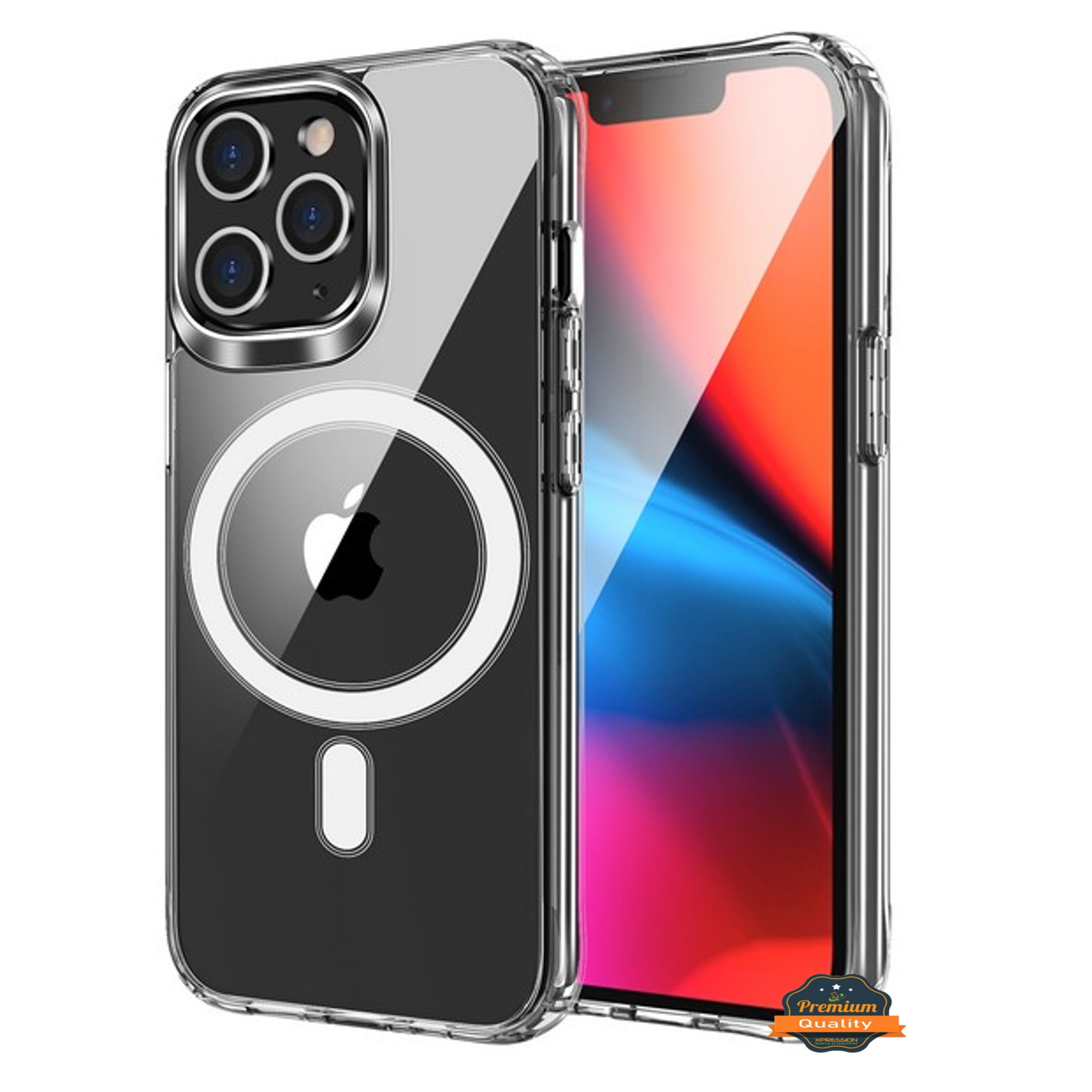 For Apple iPhone 13 Pro Max (6.7') Magnetic Case Compatible with Magsafe Wireless Chager & Card Wallet Transparent Phone Case Cover by Xpression [Clear]