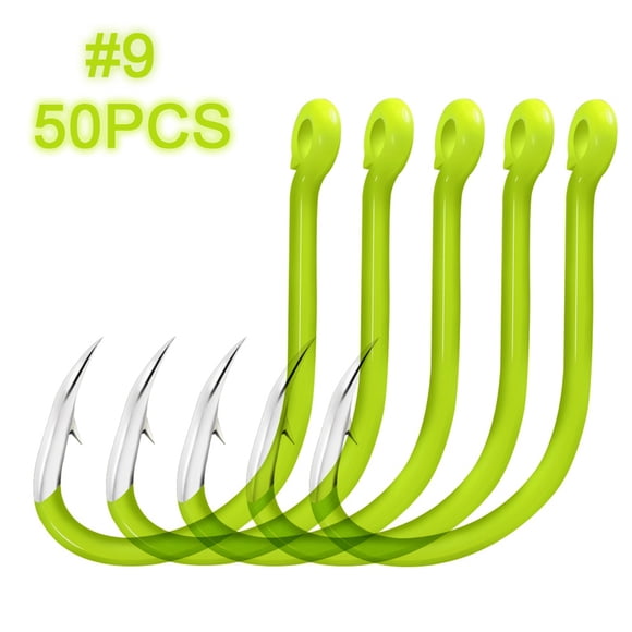 50pcs Fluorescent Fishing Hooks Carbon Steel Fishing Hooks