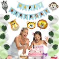 thumbnail image 7 of Ezzo Birthday Party Decoration Jungle Theme Banner and Forest Animal Foil Balloon Set, 7 of 7