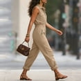 thumbnail image 6 of Moxiu Zip up Cargo Jumpsuit for Women Dressy Casual Summer One Piece Rompers Collared Long Pants with Utility Pocket Overall 2026 Khaki,M, 6 of 9