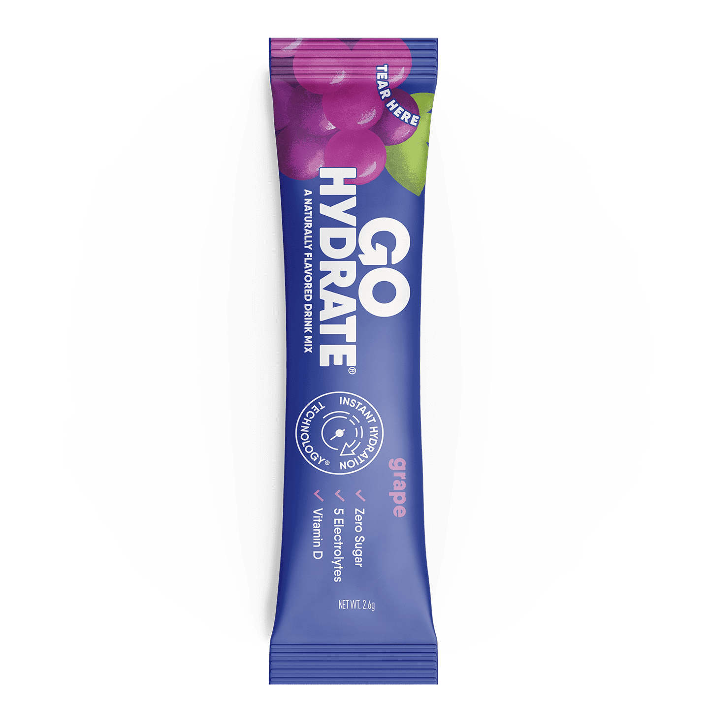 Electrolyte Hydration Drink Mix with Vitamin D, Non GMO Electrolyte Powder Hydration Pack, Grape, 30 Hydration Powder Packets - GoHydrate