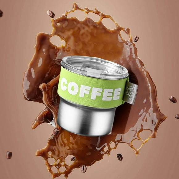 Xihbxyly Especiales Del Día Taza de Café con Tapa, 400 Ml, Acero Inoxidable, Aislada, Portátil, a Prueba de Fugas, con Funda Elástica, para El Hogar, La Oficina, El Coche, Taza de Café a Prueba de De