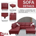 thumbnail image 5 of Red Faux Leather 3-Piece Couch Living Room Sofa Set, 5 of 9