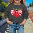 thumbnail image 2 of SONXAHE Toddler Girl's Strawberry Heart Bow Print Sweatshirt Long Sleeve Graphic Sweatshirts Valentine Daily Sweat Tops,Dark Gray, 2 of 4