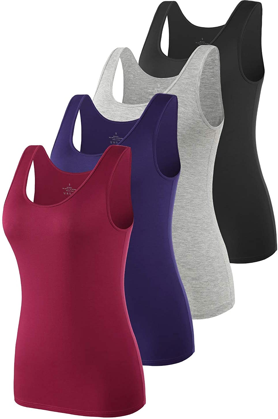 Myclong Elastic Tank Tops for Women Undershirts Pack of 4 SlimFit
