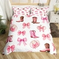 thumbnail image 2 of Erosebridal Pink Cowgirl Bedding Set Full Size,West Bowknot Comforter Cover Set,Farm Hat Boots Duvet Cover,Bedspread Cover Room Decor Quilt Cover,No Stuffing(No Comforter), 2 of 6