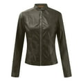 thumbnail image 5 of VEKDONE 2024 Clearance Womens Faux Leather Short Jacket Zip Up Moto Biker Slim Fit Jackets Coat Lightweight Bolero Motorcycle Outwear, 5 of 7