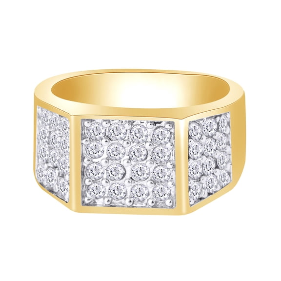 AFFY 1/2 Carat White Natural Diamond Iced Out Hip Hop Band Ring In 14k Solid Yellow Gold (0.5 Cttw) Ring Size-11.5