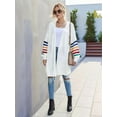 thumbnail image 5 of Women'S Long Open Front Cardigan Striped Color Block Loose Knit Sweaters Outwear Coat White XL, 5 of 8