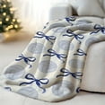 thumbnail image 6 of 1pc Elegant Blue Volleyball Bow Pattern Flannel Blanket - Soft, Cozy, and Lightweight All-Season Throw for Couch or Bed, Perfect Gift for Women, Men, Wife, Husband, Mom, Sister, Grandma, or Friends,, 6 of 6