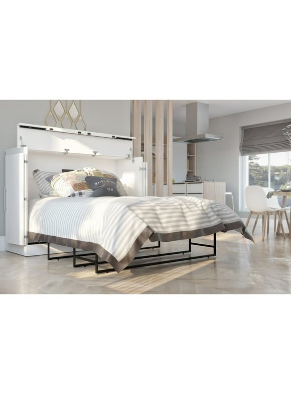 Bestar Nebula Full Cabinet Bed with Mattress in White