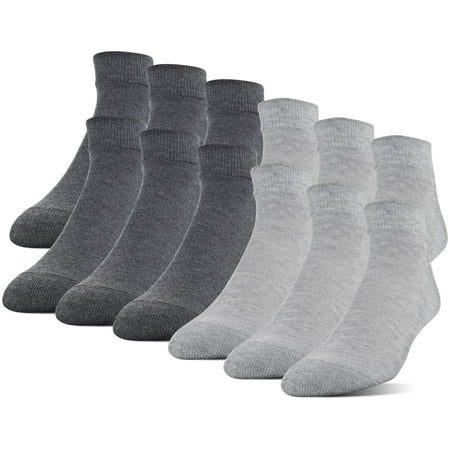 Gildan Men's Polyester Half Cushion Low Cut Socks, 12-Pack, Grey, Shoe ...