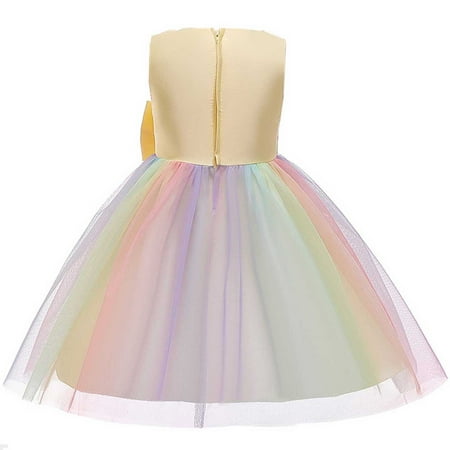 

Honeeladyy Winter Coats Toddler Baby Girl Fashion Short Sleeved Bow Princess Dress Girls Skirt Party Formal Dress Mesh Lace Dress Yellow Sales