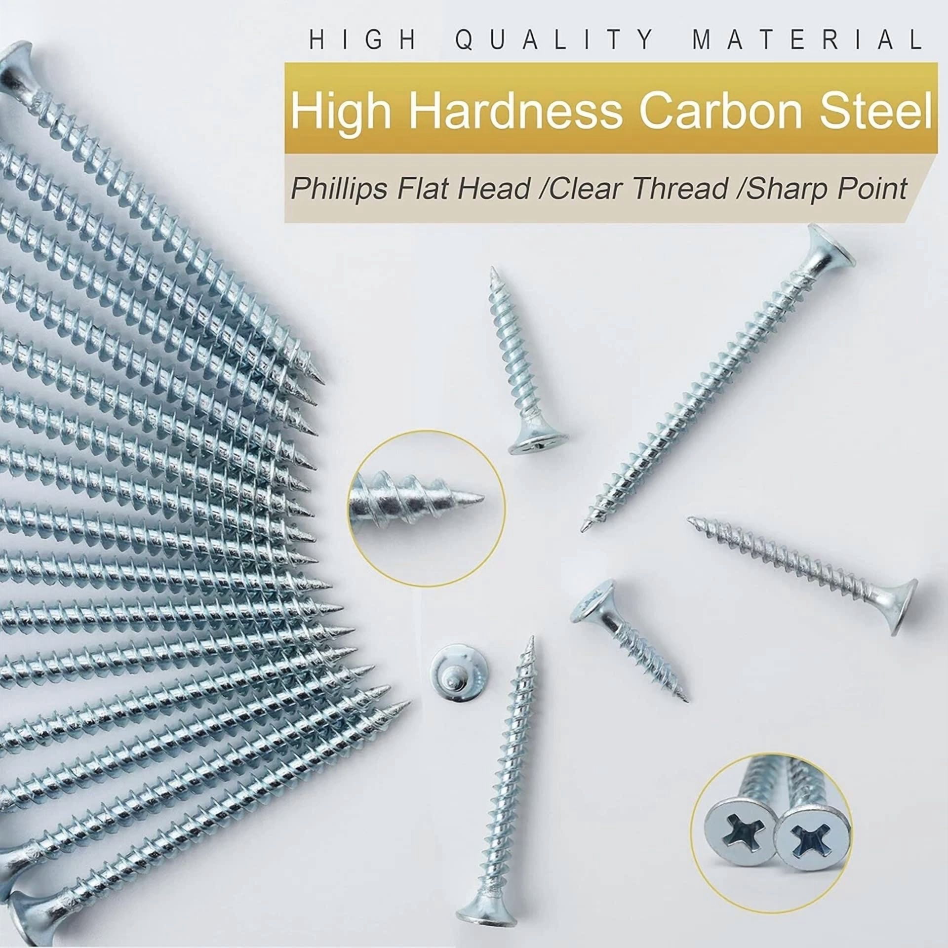 CIRCLE- High Hardness Wood Screws Assortment Kit 209 Pcs Phillips Drive Flat Head 6 Size