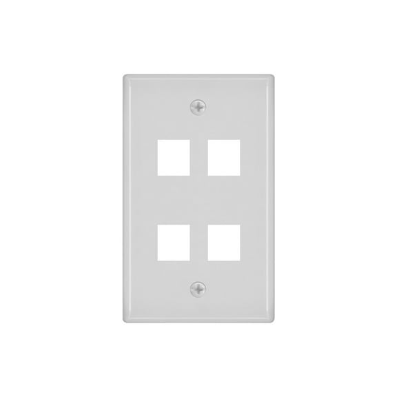 4-Hole 1-Gang Keystone Wall Plate - White