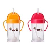 Zoli Baby Bot XL Straw Sippy Cup 9 oz - 2 Pack, Orange/Pink