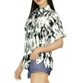 thumbnail image 4 of LA LEELA Women's Button Down Blouses Casual Summer Beach Party Blouse Shirt Hawaiian T-Shirt Blouses Short Sleeve Vacation Dress Tee Shirts Tops for Women S Tie Dye Leaves, Black, 4 of 5