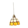 thumbnail image 3 of perfeclan Pendant Lamp Stained Glass Fixture Hanging Light for Cafe Kitchen Ceiling Ornament Orange white plaid, 3 of 9
