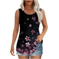 thumbnail image 2 of Plus Size Tank Tops for Women under $5 2025 Sleeveless Crew-neck Print Loose Casual Pleated Top Multicolor 3XL, 2 of 6