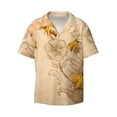 thumbnail image 5 of PAYOHTO Retro Beige Honey Bees and Sunflowers Mens Hawaiian Casual Short-sleeved Shirt Tropical Summer Beach Button Down Shirts, 5 of 7